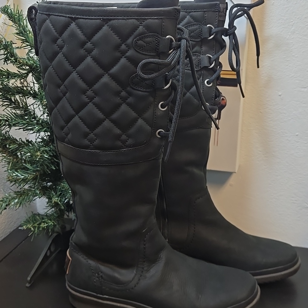UGG Black Quilted Lace-Up Waterproof Boots